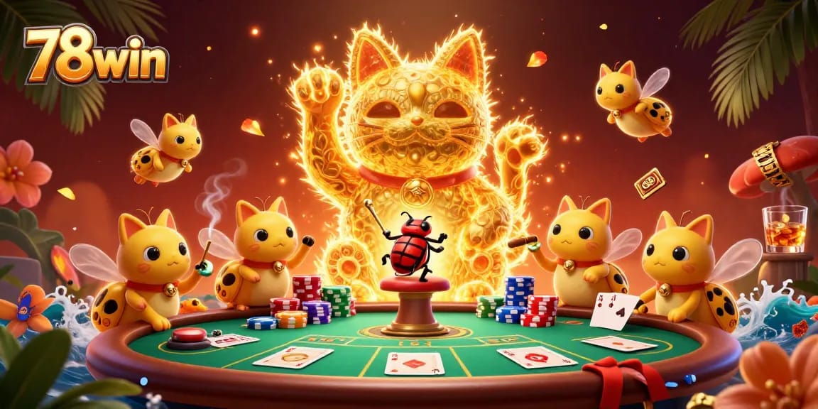 Engage with 78win's interactive gambling illustration showcasing vibrant casino elements.