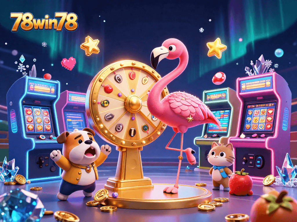 Experience thrilling gameplay at 78win78 with a vibrant casino scene showcasing exciting gaming elements and characters.