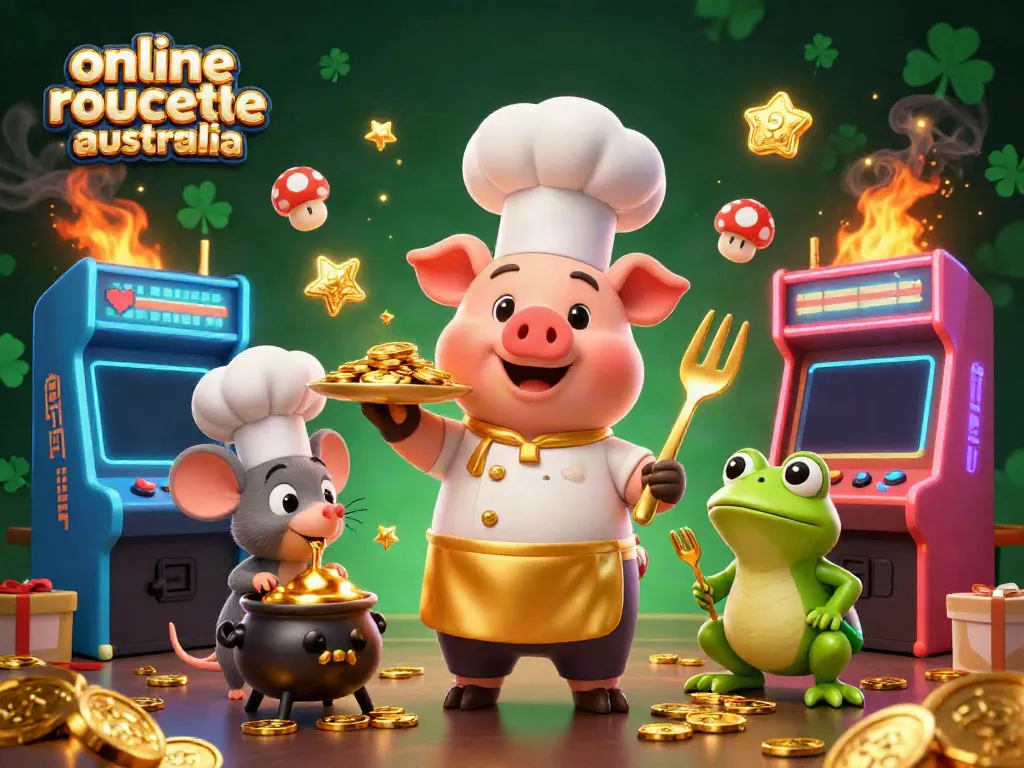 Experience thrilling online roulette Australia with lively cartoon characters and vibrant casino elements.