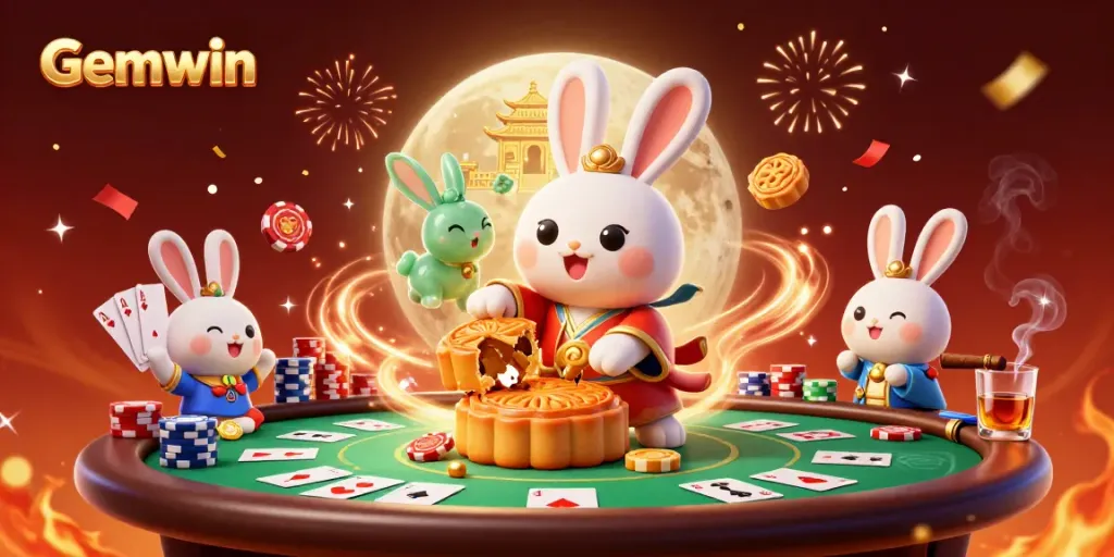 Experience Gemwin's vibrant online casino with a captivating scene of playful characters and dynamic gaming elements.