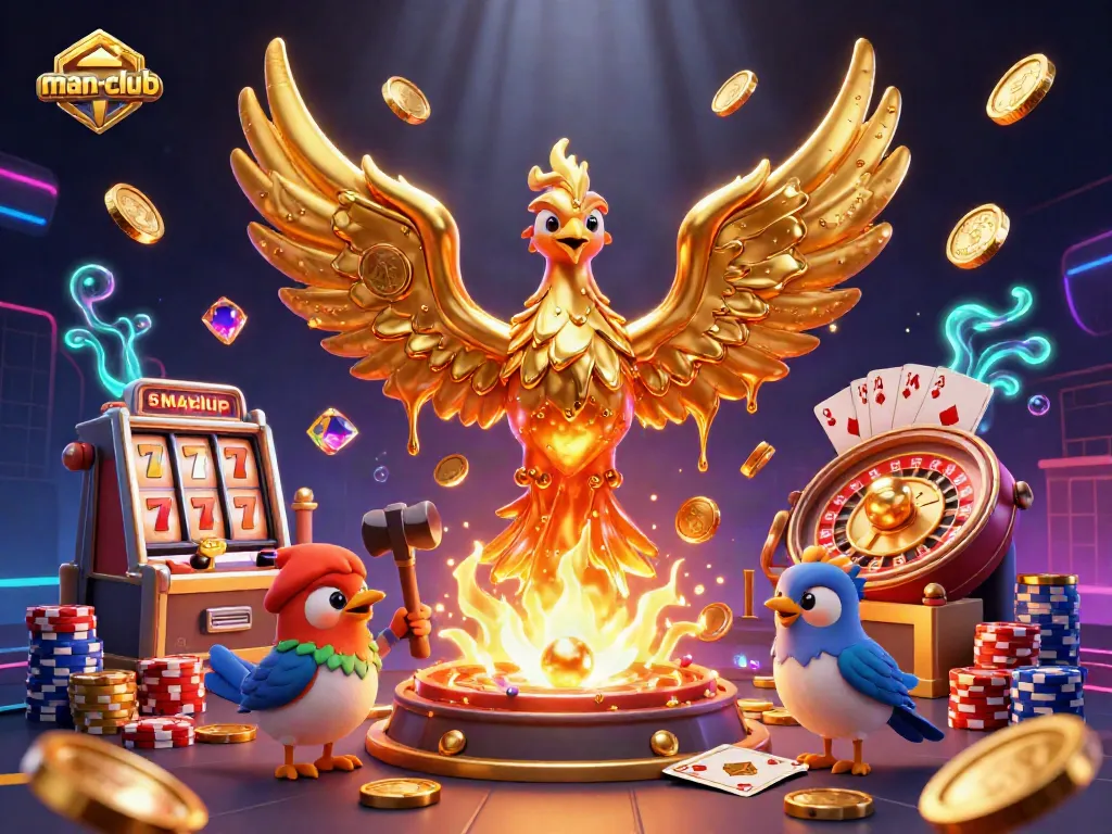 Join the man-club and spin to win with vibrant casino-themed characters and elements