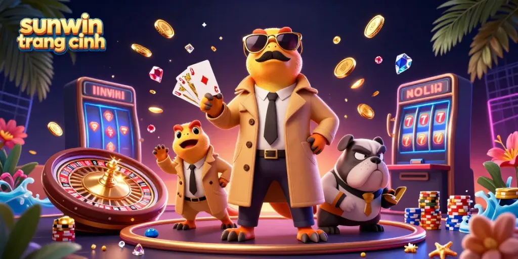 Experience vibrant play at sunwin trang chính with colorful characters and dynamic casino elements.
