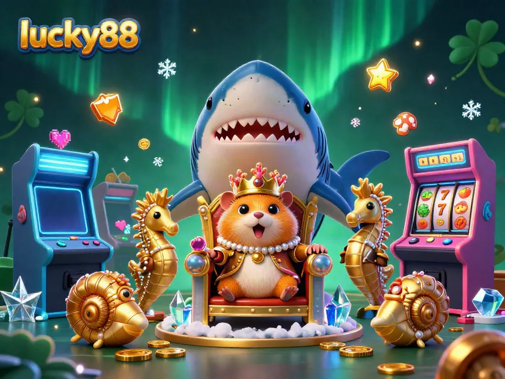 Experience thrilling gameplay at lucky88 with a vibrant casino scene featuring a hamster king and colorful slot machines.