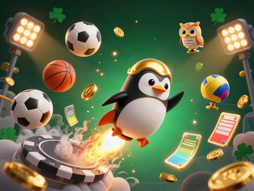 Engage in thrilling gameplay at hu, featuring an energetic casino-inspired scene with dynamic sports elements and golden motifs.