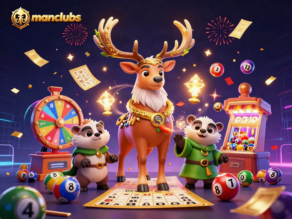 Engage with thrilling gameplay at manclubs surrounded by festive lottery elements.