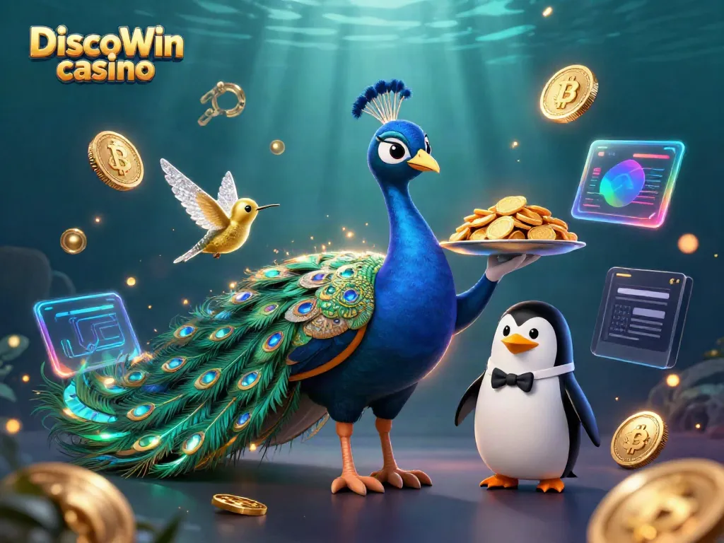 Gagnez des tours gratuits sur DiscoWin casino avec une illustration captivante.