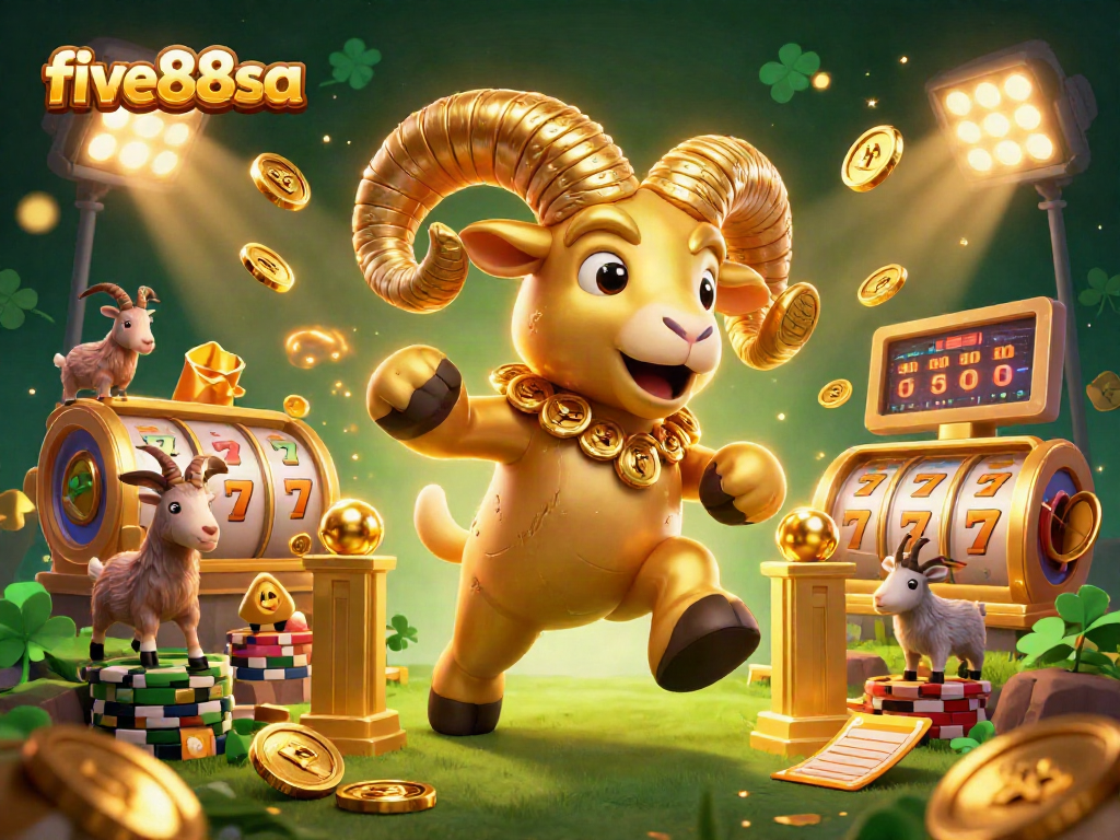 Experience thrilling gameplay with the golden ram representing five88sa at the vibrant casino scene.
