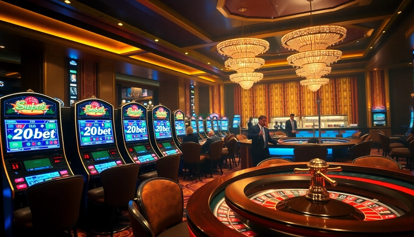 Engaged players enjoying games at 20bet casino with vibrant slots and roulette.