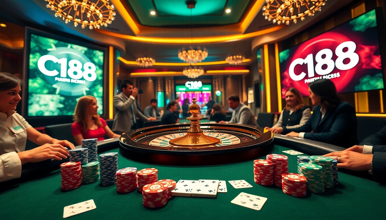 Experience the thrill of C168 with vibrant poker chips and a luxurious casino atmosphere.