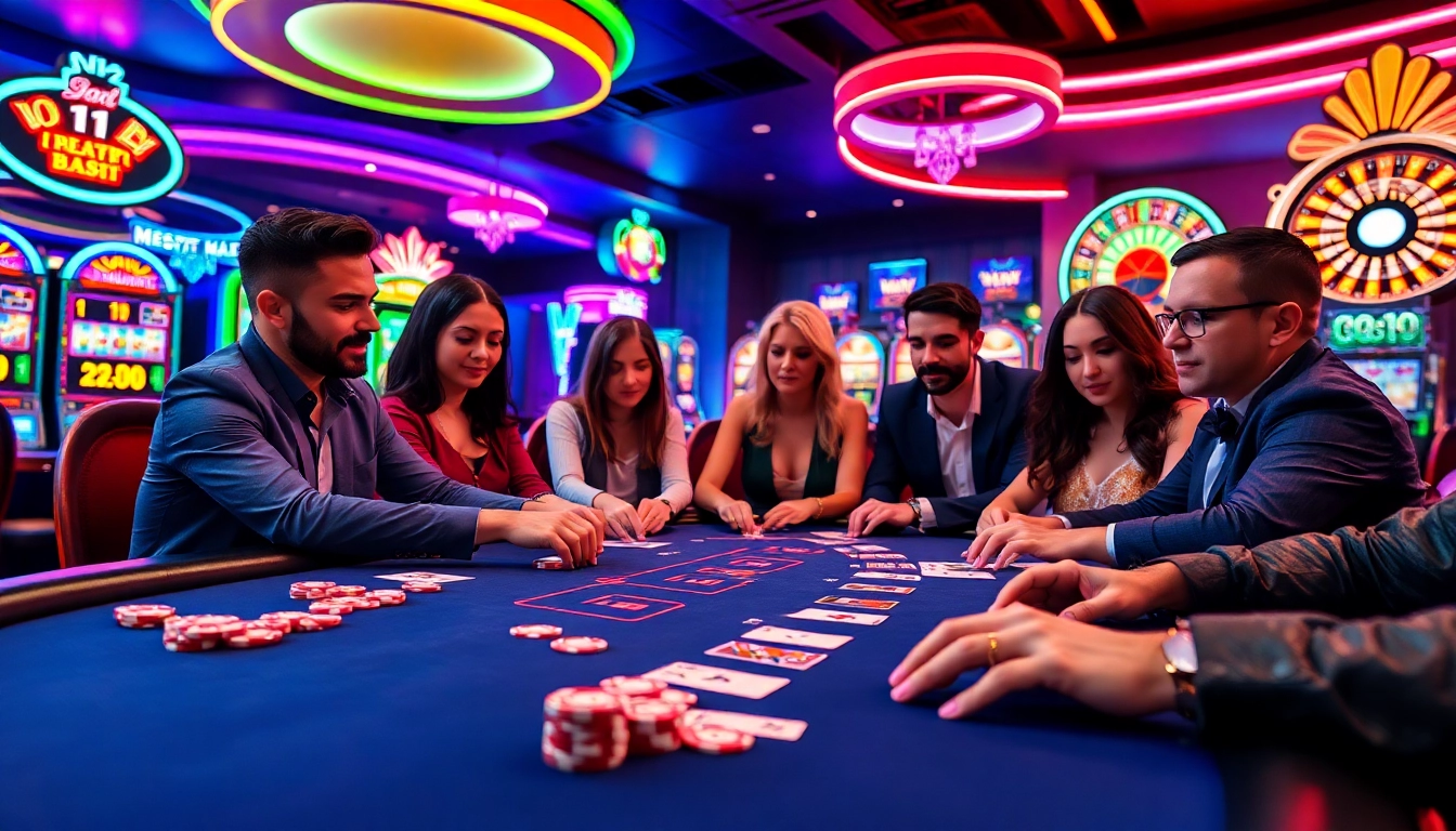 Jouer à des jeux de casino en ligne captivants avec ambiance électrisante et lumières vives.