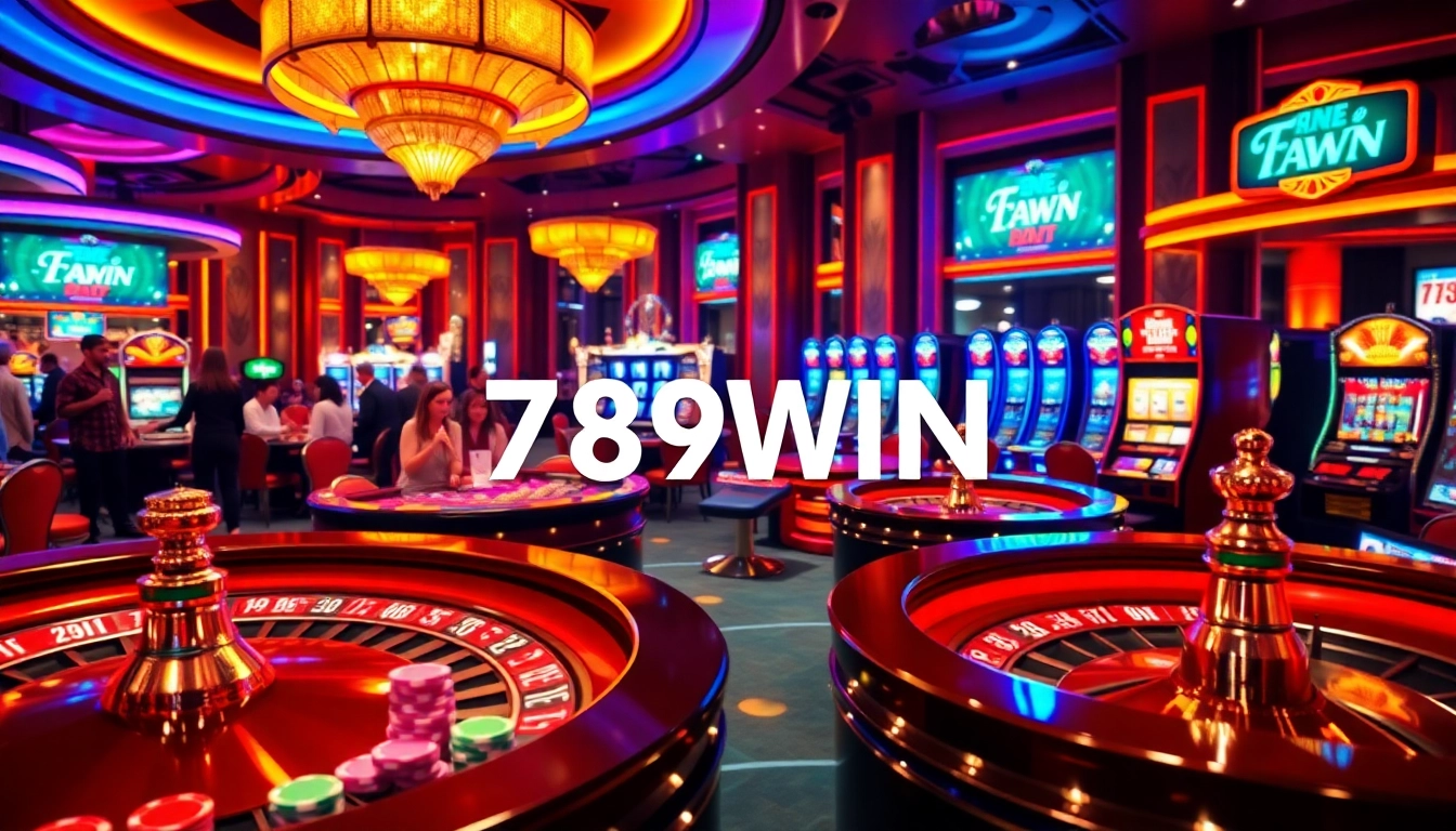 Exciting casino atmosphere at 789WIN with lively players and vibrant gaming tables.