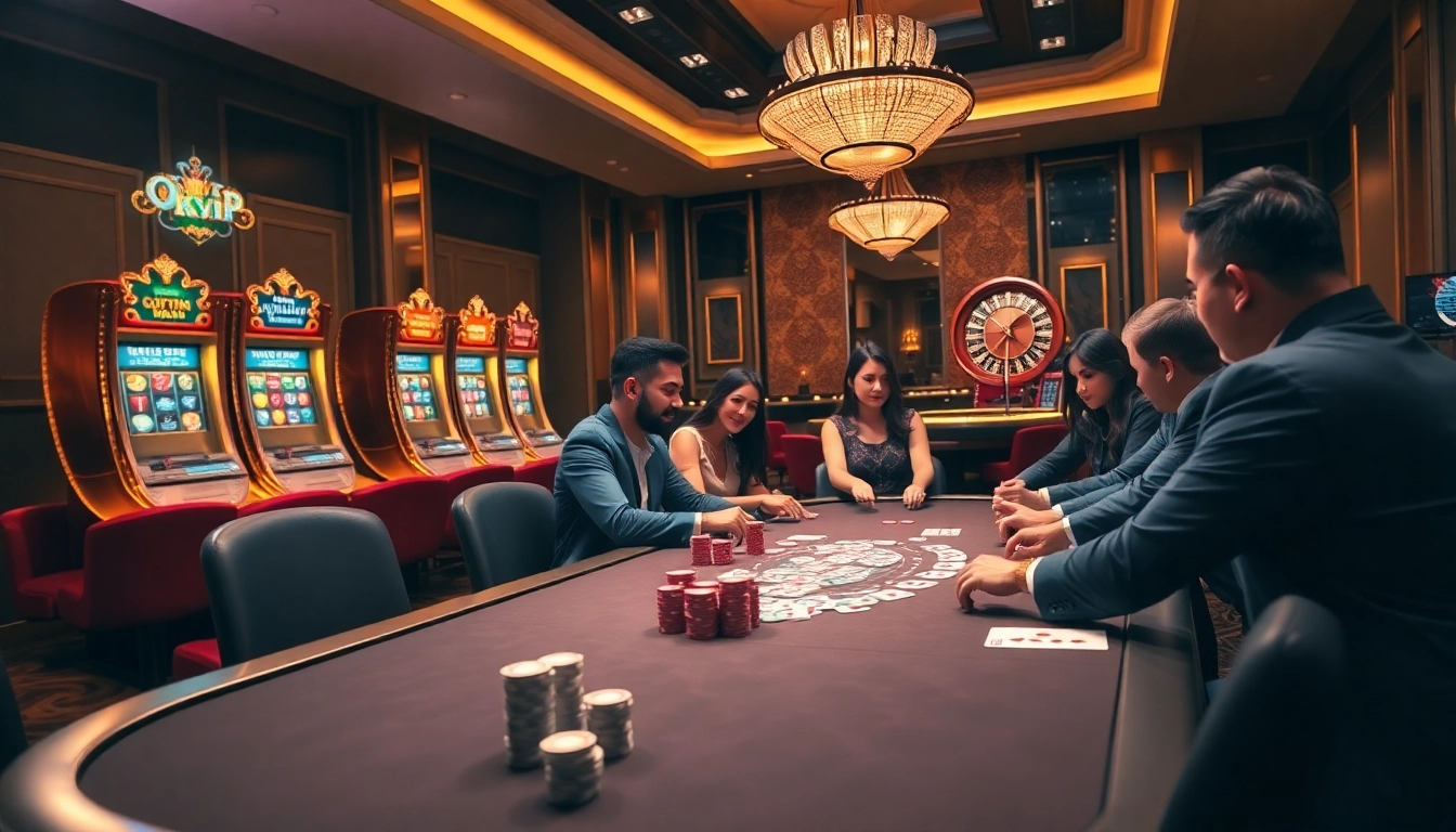 Experience strategic poker gameplay at OKVIP's luxurious casino tables.