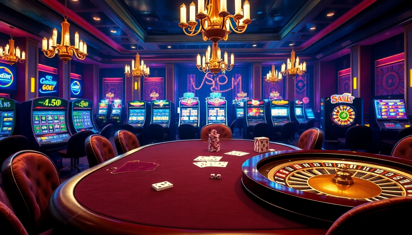High-stakes poker action at ww88 com casino with vibrant slot machines and roulette.
