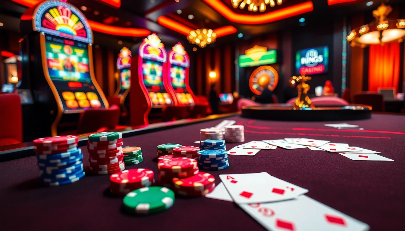 A lively casino crypto scene with poker chips, cards, and a vibrant roulette wheel showcasing digital currency elements.