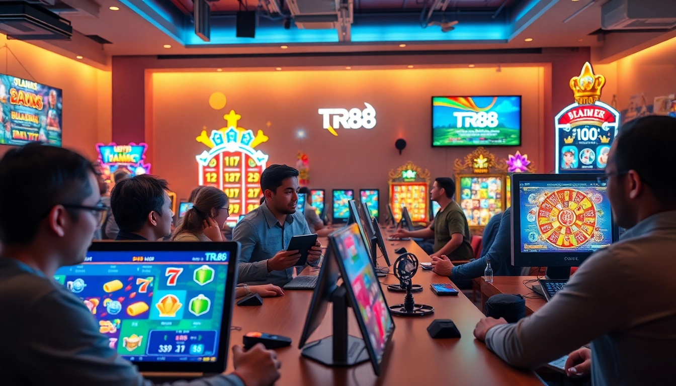 Engaging online gaming scene showcasing TR88 platform with diverse players.