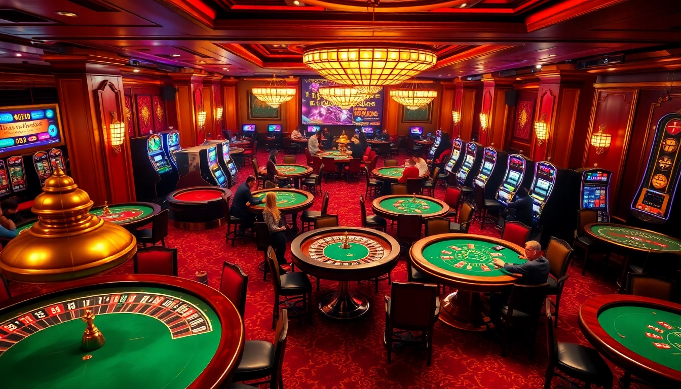 Hitclub players enjoying lively card games and roulette in a luxurious casino setting.