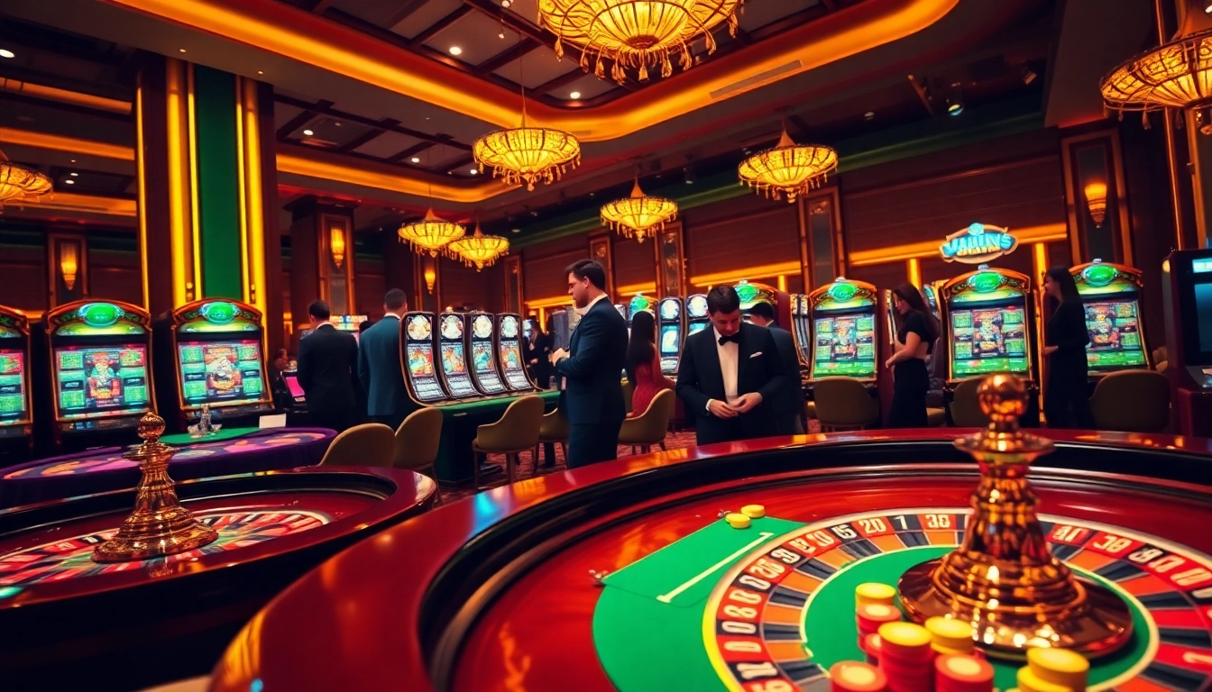 Experience thrilling gameplay in a casino crypto en ligne with illuminated tables and engaging players.