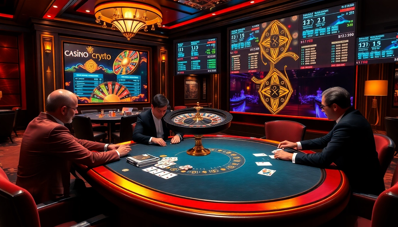 Vivez une expérience de jeu luxueuse à une table de casino crypto, avec du poker à forte mise et une roulette vibrante.