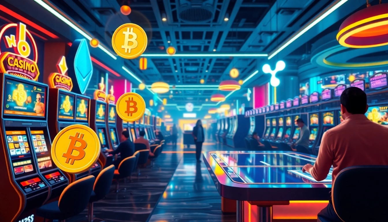 Jouer à des jeux sur un casino en ligne crypto avec des graphismes futuristes et une atmosphère animée.