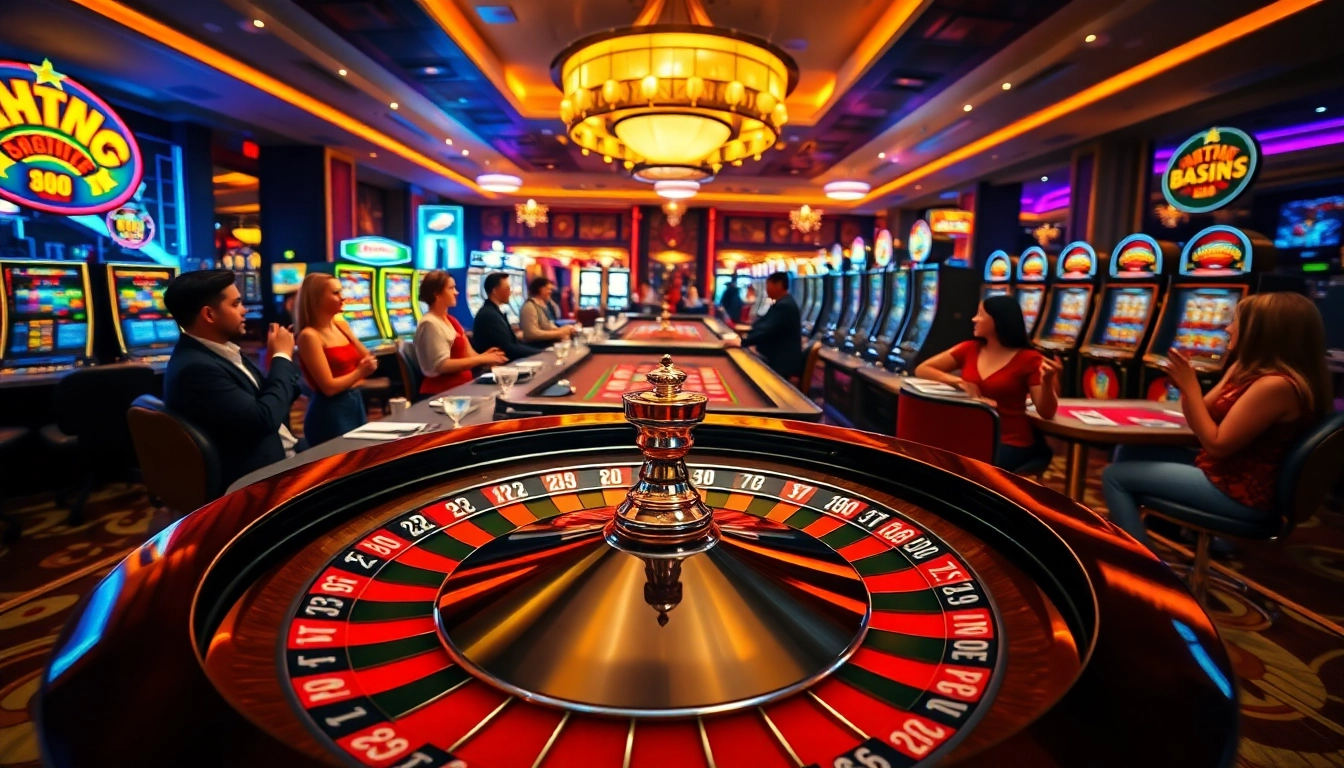 Jouer à des jeux captivants au casino en ligne, avec des tables animées et une ambiance festive.