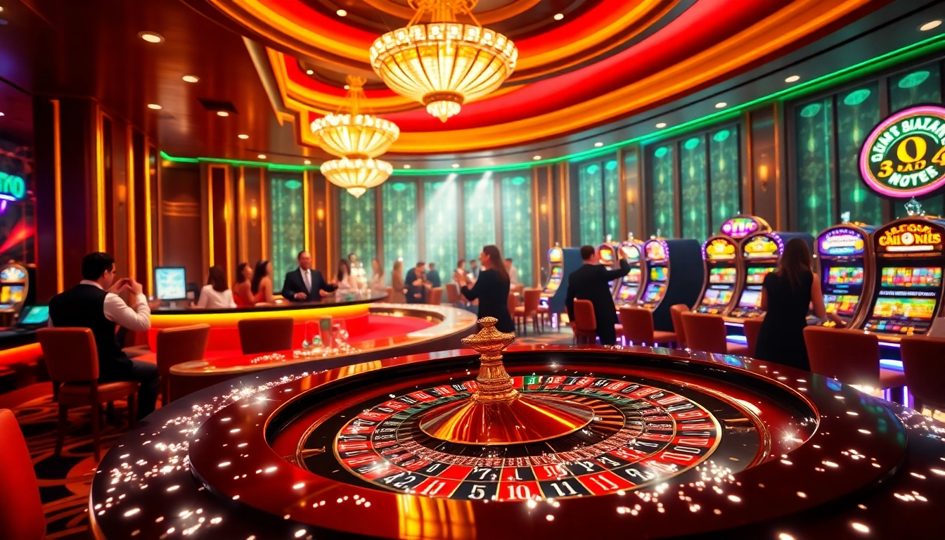 Engaged gamblers enjoying a vibrant casino atmosphere with S 8 roulette tables and sparkling chips.