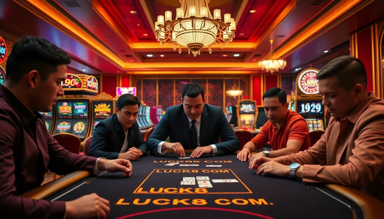 Experience an immersive game night at LUCK8 COM's exclusive casino table with players in action.