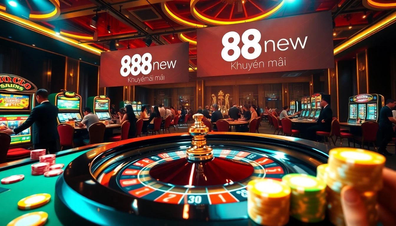 Exciting casino atmosphere featuring 888new Khuyến mãi promotions, roulette, and poker action