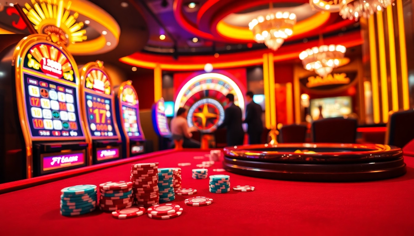 Experience the thrill of rik vip at a luxurious casino table with high-stakes poker chips and exciting slot machines.
