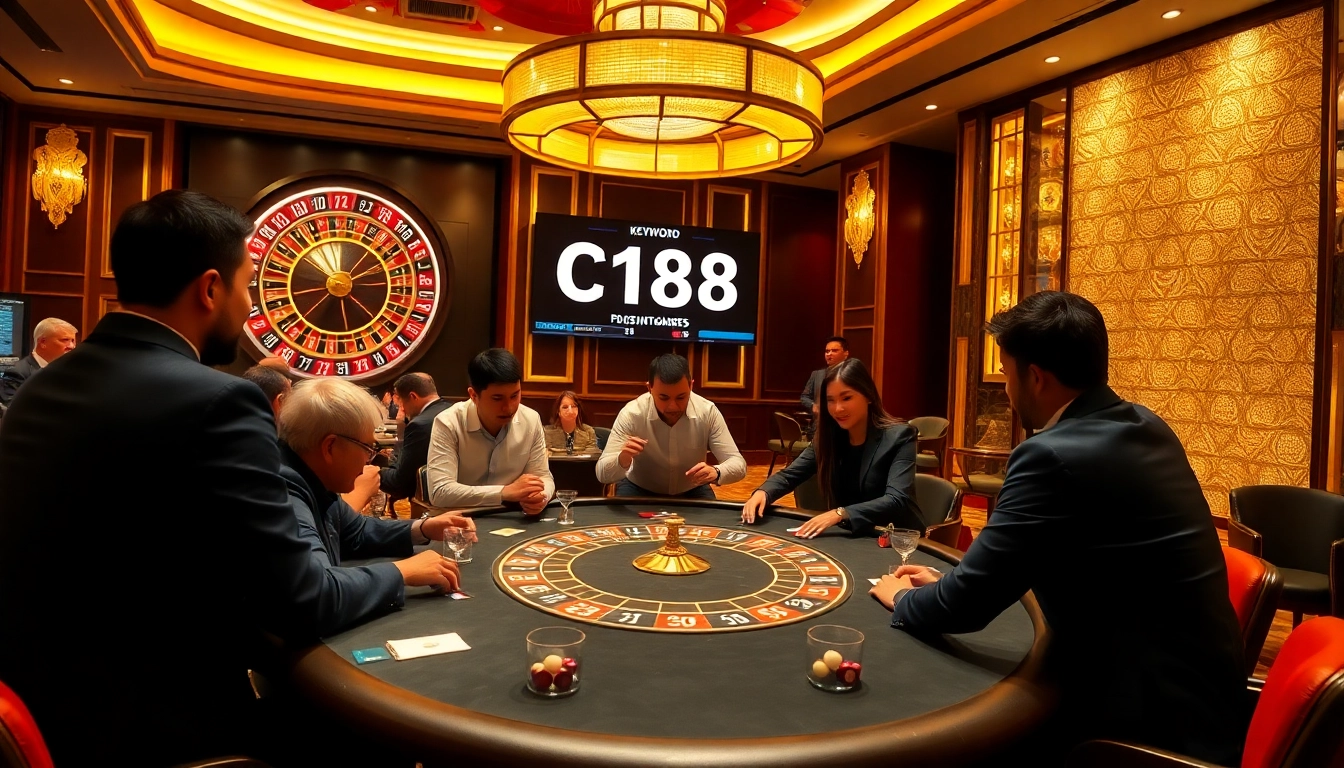 Engage in high-stakes poker games featuring C168 strategy on a vibrant casino floor.