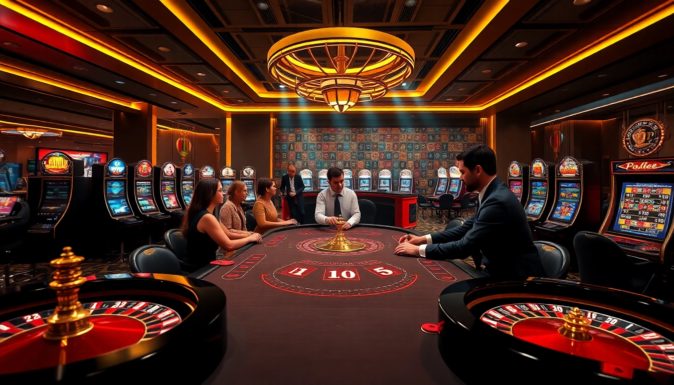 Excited players engaging in games at a luxurious casino en ligne Français, capturing vibrant atmosphere and professional ambiance.