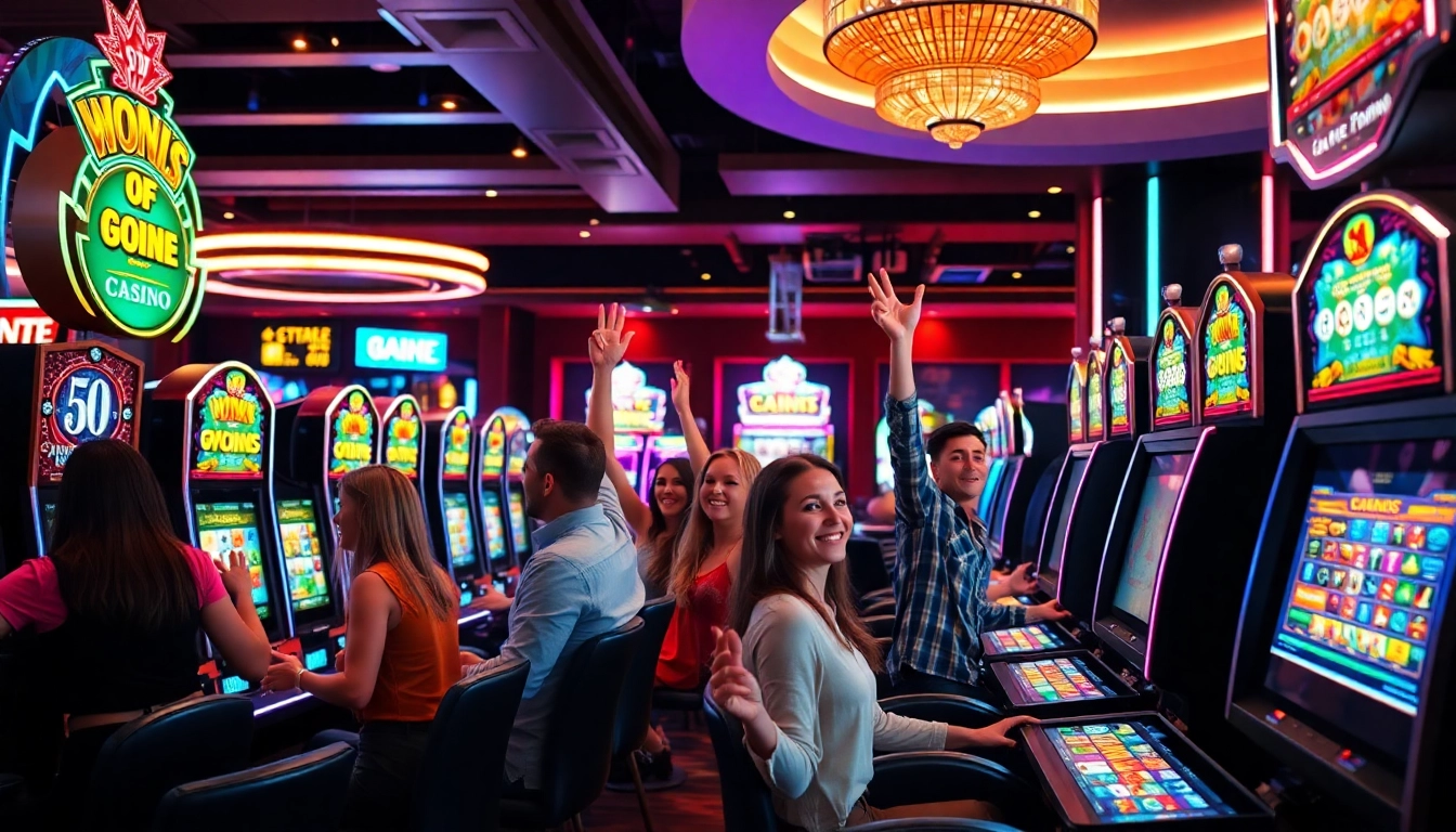 Découverte du casino en ligne avec des joueurs engagés et des lumières vibrantes. related image