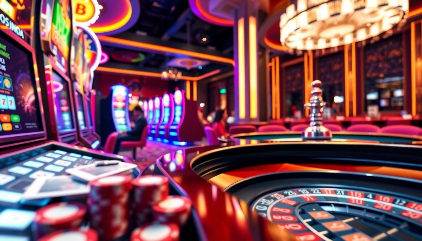 Expérience de jeu dynamique dans un casino en ligne animé avec machines à sous et roulette. related image