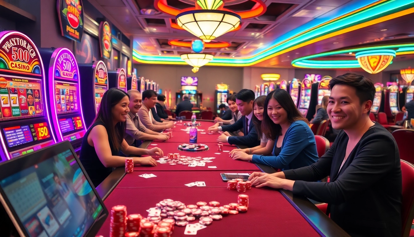 Jouer à des jeux passionnants de casino en ligne avec des machines à sous colorées et des tables animées. related image