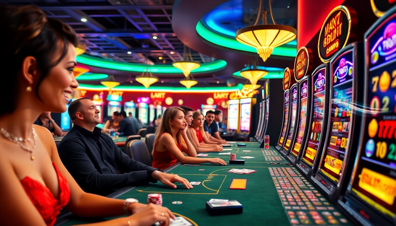 Visually stunning casino en ligne ambiance with players immersed in gaming excitement. related image