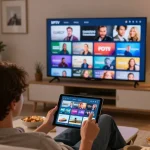 Profitez de l'abonnement IPTV dans un salon moderne avec une large sélection de chaînes.