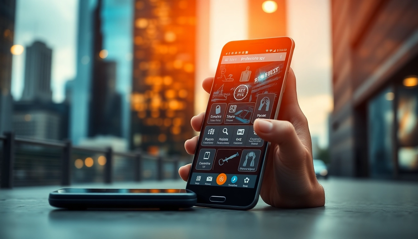Utilisation d'une application espion sur un smartphone moderne mettant en avant ses caractéristiques fonctionnelles. related image